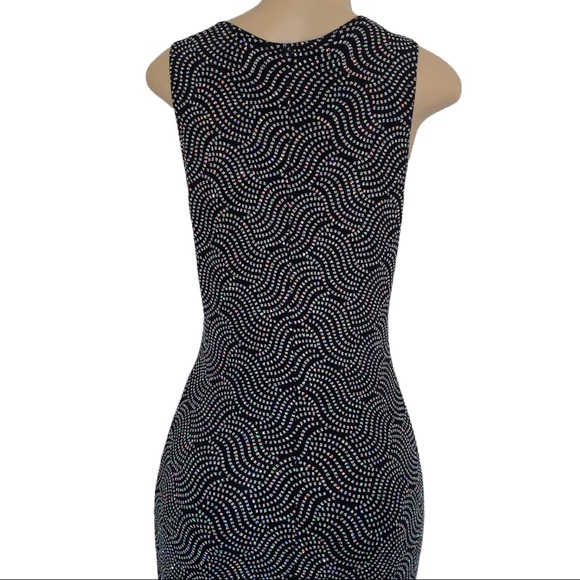 Silver Metallic Glitter Stretch Maxi Fitted Black Prom Evening Dress - Picture 7 of 9